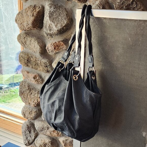 Payless Shoe Source Vegan Leather Black Shoulder Bag - Picture 6 of 16